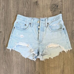 Levi's Light Blue Ripped Jean Shorts